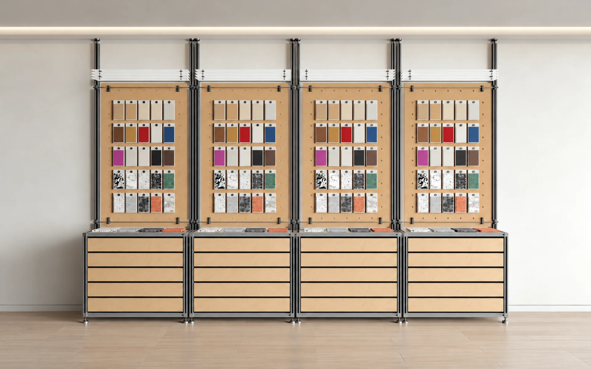 Completed material display installation